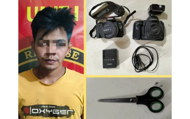 PENCURI KAMERA— Pelaku N yang terlibat kasus pencurian kamera ditangkap Tim Satreskrim Polres Tanahdatar.