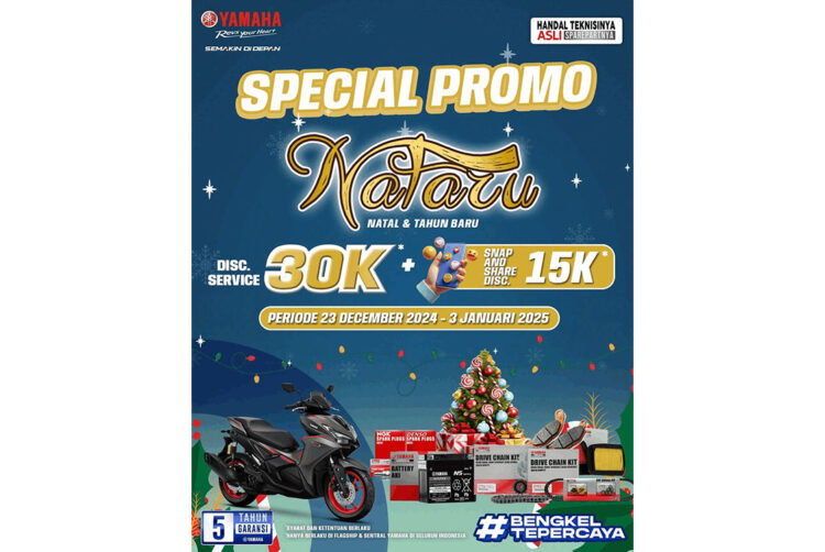 Promo Servis Motor di Yamaha Tjahaja Baru, Diskon 30 Persen dan Dapat Bingkisan Spesial 1 PROMO-Yamaha Tajahaja Baru mengadakan promo untuk servis motor Yamaha.