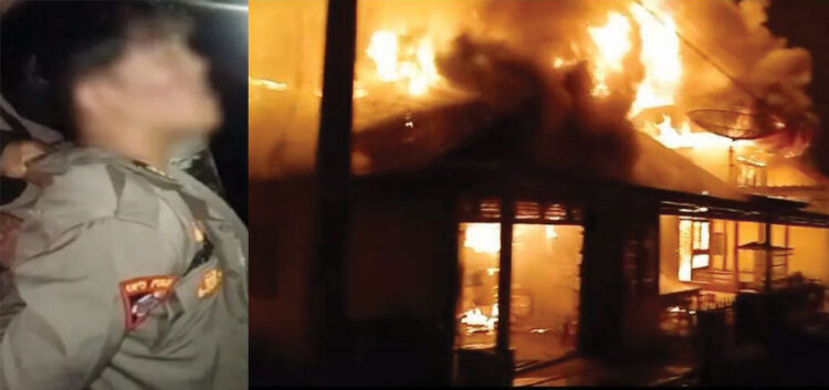 Parah! Polisi Gadungan Bakar 4 Rumah, Digebuki Massa hingga Babak Belur 1 BAKAR RUMAH—
Pelaku RGS yang diduga membakar rumah warga diamankan warga berikut dengan pakaian polisi berpangkat AKP.