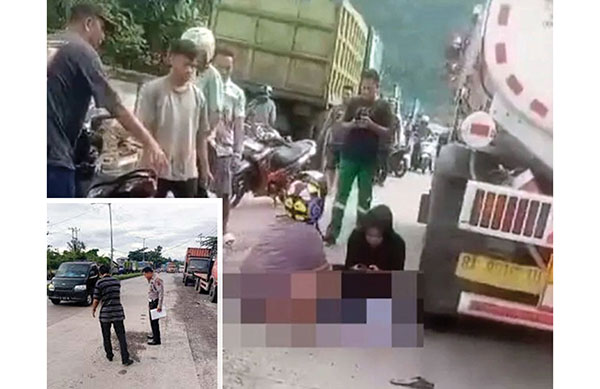 Gegara Jalan Berlubang, Siswi SMA Tewas Tergilas Truk Tangki Pertamina 1 TERGILAS TRUK— Polisi melakukan olah TKP kecelakaan yang menewaskan siswi SMA di Jalan By Pass, Kelurahan Pampangan Nan XX, Kecamatan Lubuk Begalung.