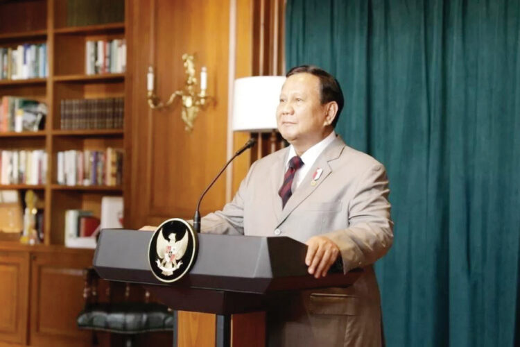 KEYNOTE SPEAKER— Presiden Prabowo Subianto saat berbicara sebagai keynote speaker di forum internasional World Government Summit yang digelar pada Kamis (13/2) di Dubai, secara virtual.