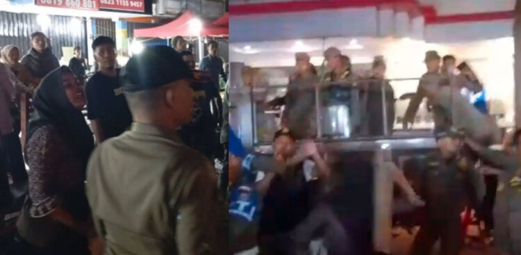 BERUJUNG RICUH— Penertiban pedagang kaki lima (PKL) yang berjualan di jalan Permindo, Pasar Raya Padang, yang dilakukan Satpol PP, Minggu (2/2) malam berujung ricuh. Sejumlah petugas Satpol PP dan pedagang terluka akibat terkena lemparan. Selain itu, sejumlah PKL juga menyerang Mako Satpol PP di jalan Tanmalaka, dan berhasil dihentikan aparat Polresta Padang, Senin (3/2) dinihari WIB.