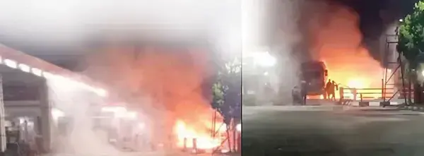 Truk Tangki BBM Terbakar di SPBU Parik Payakumbuh 1 KEBAKARAN— Kondisi truk tangki bermuatan BBM yang terbakar di SPBU Parik, Kelurahan Napar, Kecamatan Payakumbuh Utara.