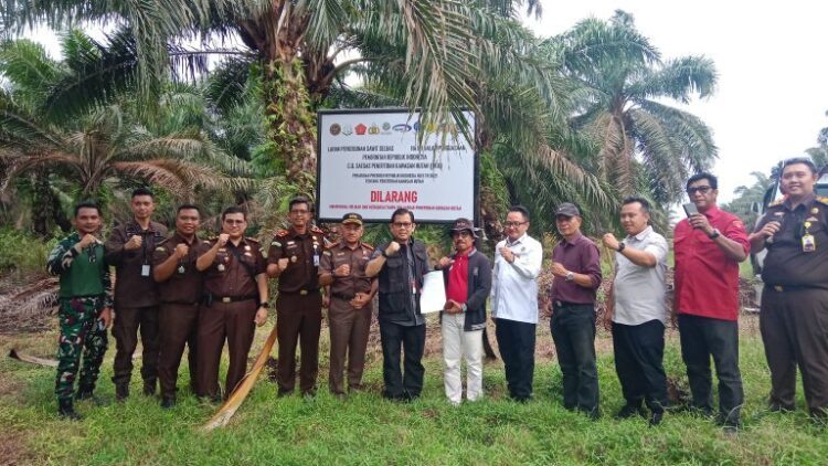 Kejari Pessel Dampingi Tim Satgas PKH Pasang Papan Penyegelan Perkebunan Sawit PT. SJAL 1 3 8