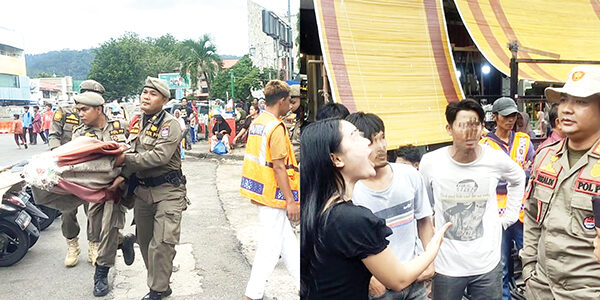 Masih Berjualan di Badan Jalan, PKL Pasar Raya Barat Dipindahkan ke Fase VII, 5 Payung Diamankan 1 PENERTIBAN PEDAGANG— Sejumlah PKL masih bersikukuh untuk berjualan di badan jalan, kawasan Pasar Raya Barat. Personel Satpol PP menertibkan pedagang dan meminta mereka berjualan di kawasan Fase VII Pasar Raya.