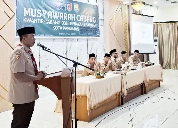 Pemilihan Ketua Kwartir Cabang 0316 Gerakan Pramuka, Wakil Wali Kota Pariaman Terpilih Aklamasi 1 TERPILIH AKLAMASI— Wakil Wali Kota Pariaman Mulyadi terpilih secara aklamasi dalam pemilihan Ketua Kwartir Cabang (Kakwarcab) 0316 Gerakan Pramuka Kota Pariaman.