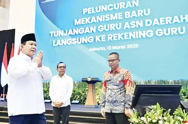 Pemerintah Dorong Para Guru Penerima Tunjangan Segera Validasi dan Verifikasi Rekening untuk Kelancaran Pencairan 1 LAUNCHING— Presiden Ri Prabowo Subianto dan Menteri Pendidikan Dasar dan Menengah Abdul Mu’ti dalam acara Peluncuran Mekanisme Baru Penyaluran Tunjangan Guru.