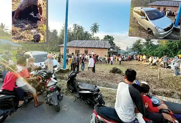 Ngeri! Anak Tabrak Ayah Kandung hingga Tewas, Sekdes Ikut jadi Korban 1 TABRAK AYAH— Mobil yang dikendarai
pria gangguan jiwa terperosok ke dalam parit
usai menabrak ayahnya hingga tewas.
