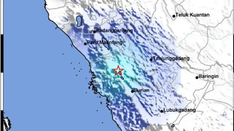 Kabupaten Solok Diguncang Gempa M 4,2, BMKG: Akibat Aktivitas Sesar Suliti 1 GEMPA— Peta pusat gempa Kabupaten Solok.