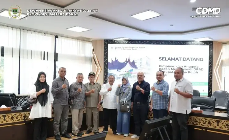 Bahas Penyusunan Renja, Bamus DPRD Lima Puluh Kota Kunjungi DPRD Sumbar 1 menerima kunjungan --Anggota Komisi IV DPRDProvinsi Sumatera Barat menerima kunjungan Pimpinan danAnggota Bamus DPRD Kabupaten Lima Puluh Kota.
