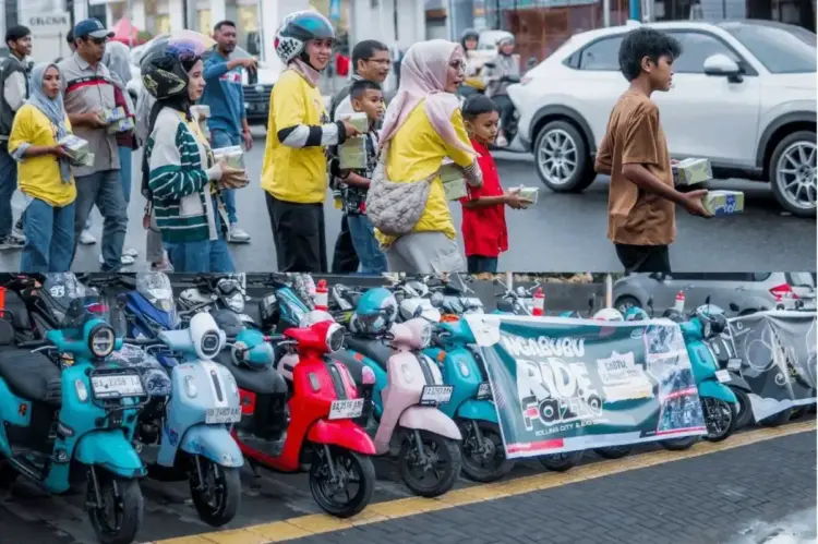 Owner Yamaha Fazzio Berbagi dengan Pengendara Motor 1 BERBAGI-Yamaha Tjahaja Baru mengajak owner Fazzio berbagi dengan masyarakat.