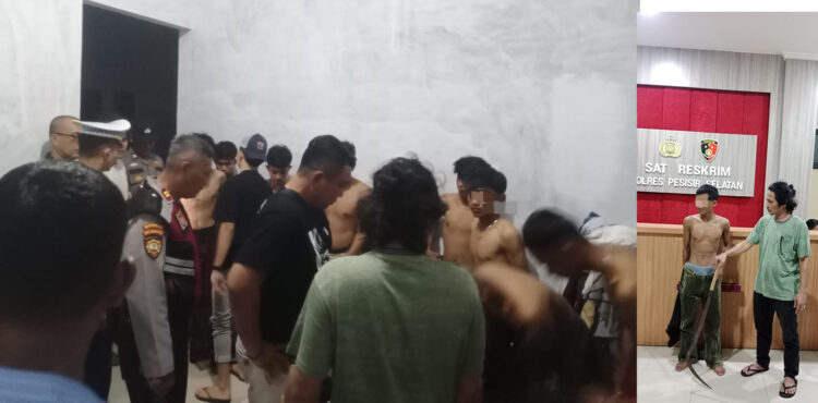 Hendak Tawuran, 13 Remaja Diciduk di Rumah Kos, Polisi Sita Senjata Tajam 1 REMAJA DIAMANKAN— 13 remaja diamankan jajaran Polsek IV Jurai dan Polres Pessel saat hendak melakukan tawuran.