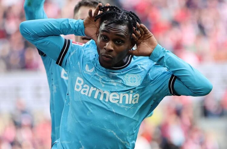 Liverpool Borong Tiga Pemain dengan Total Rp 3,1 Triliun, Jeremie Frimpong Jadi Pembuka Jalan Utama 1 SELEBRASI— Selebrasi Jeremie Frimpong usai mencetak gol untuk Bayer Leverkusen di Bundesliga