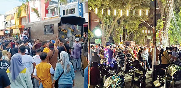 Penertiban Pedagang di Permindo Berakhir Ricuh, 6 Orang Terluka, Puluhan PKL Geruduk Rumdin Wako Malam Hari 1 DATANGI RUMDIN WAKO— Pascainsiden bentrok di kawasan Permino Pasar Raya, puluhan pedagang yang terdampak kemudian mengorganisir diri untuk mendatangi Rumah Dinas Wali Kota Padang, di jalan Ahmad Yani, Sabtu (24/5) malam. Aksi demo di depan rumah dinas itu mendapat pengawalan ketat dari aparat kepolisian. Meski berlangsung dalam suasana emosi yang tinggi, demonstrasi tetap berjalan damai.