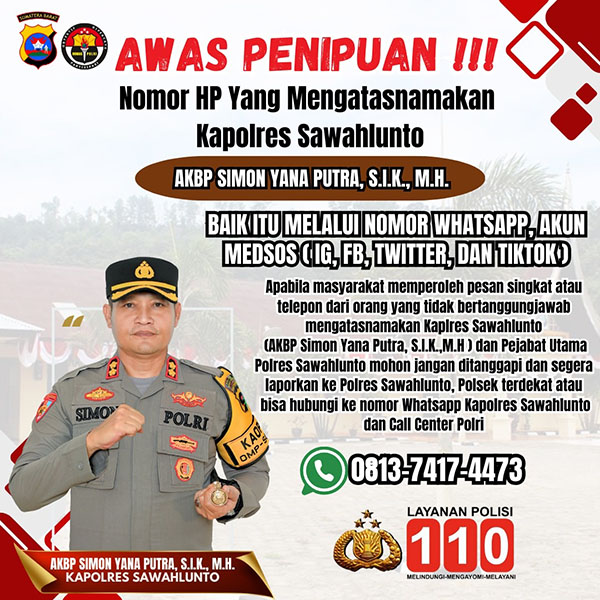 Warga Diminta Abaikan Pesan Mengatasnamakan Kapolres Sawahlunto 1 Abaikan Pesan Mengatasnamakan Kapolres Maupun Penjabat Utama Polres