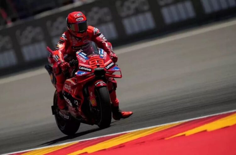 Hasil MotoGP Aragon 2025, Marc Marquez Juara, Alex Marquez dan Francesco Bagnaia Podium 1 PEMBALAP— Pembalap Ducati Lenovo Team, Marc Marquez.