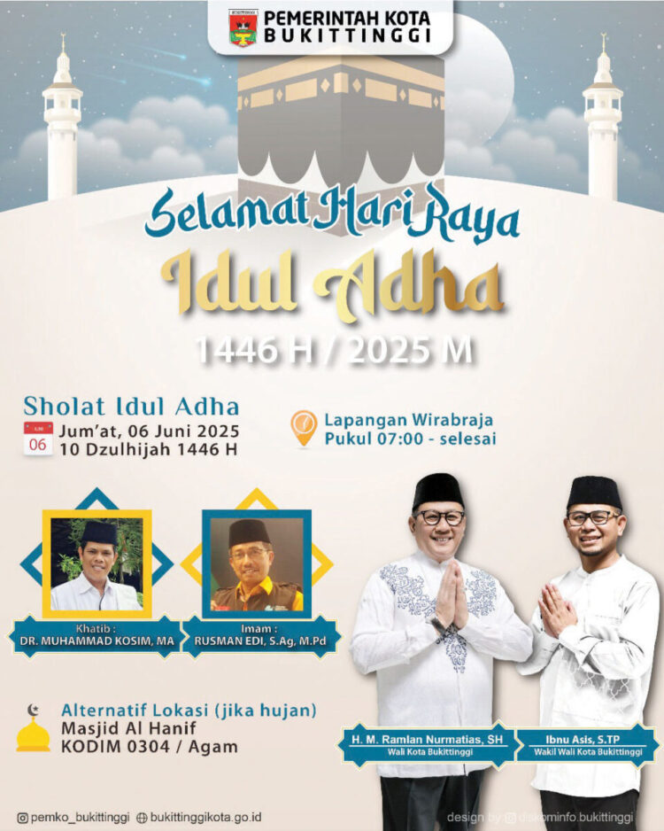 Dr. Muhammad Kosim jadi Khatib, Pemko Bukittinggi Gelar Salat Idul Adha di Lapangan Wirabraja 1 Dr. Muhammad Kosim Khatib Sholat Idul