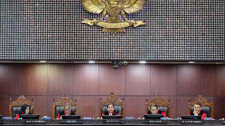 MK Putuskan Pemilu Nasional dan Daerah Dipisah, Pileg DPRD dan Pilkada Berbarengan 1 SIDANG— Para Hakim Mahkamah Konstitusi (MK).