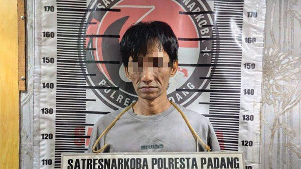 Pria Paruh Baya jadi Pengedar Sabu dan Ganja 1 NARKOBA— Pelaku MEP yang terlibat kasus narkoba ditangkap Tim Rajawali Polresta Padang.