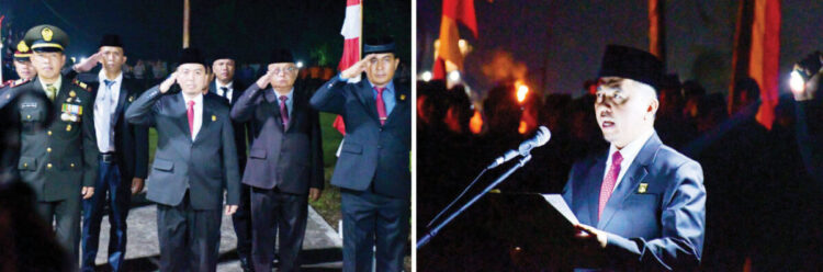 Ketua DPRD Agam Pimpin Renungan Suci Peringatan Perang Manggopoh dan Perang Kamang 1 MALAM
RENUNGAN SUCI—
Ketua DPRD Agam H. Ilham, memimpin apel kehormatan dan renungan suci memperingati Perang Kamang dan Perang Manggopoh ke-117,
di Taman Makam Pahlawan Siti Manggopoh, Lubuk Basung, Minggu (15/8) dini hari.