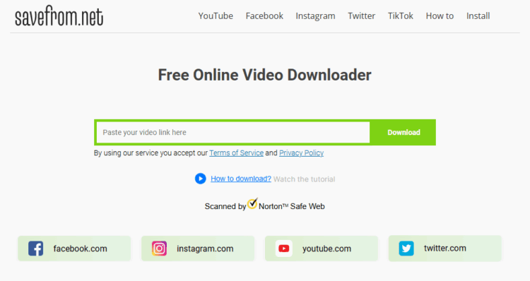 Screenshot SaveFrom.net