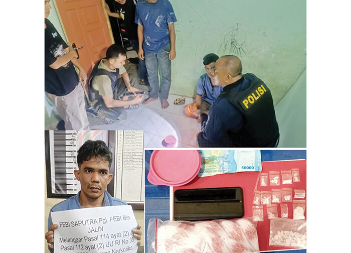 Pria 38 Tahun jadi Pengedar Narkoba Lintas Provinsi, Paket Besar hingga Belasan Paket Kecil Sabu Disita 1 PENGGELEDAHAN— Kasatresnarkoba Polres Dharmasraya, AKP Rusmardi saat penggeledahan di rumah FS yang diduga sebagai pengedar narkoba lintas provinsi.