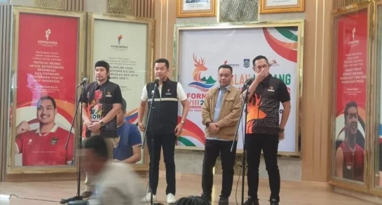 KOFERENSI PERS— Konferensi pers persiapan Fornas VII/2025 yang akan berlangsung di NTB 26 Juli hingga 1 Agustus.