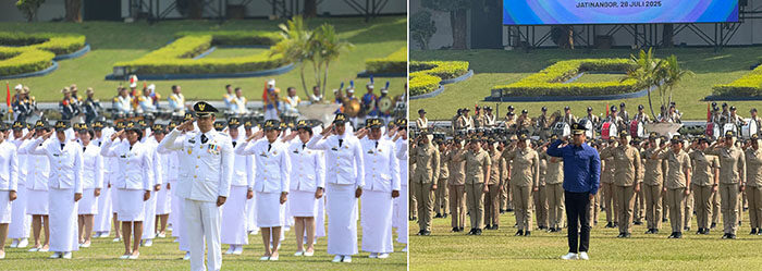KOMANDAN UPACARA— Bupati Sijunjung Benny Dwifa Yuswir mengikuti gladi bersih sebagai komandan 
upacara pada Pelantikan Pamong Praja Muda Lulusan Institut Pemerintahan Dalam Negeri (IPDN) 
Angkatan XXXII tahun 2025.
