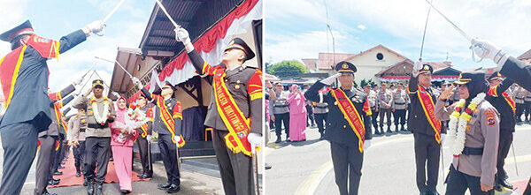 Kapolresta Bukittinggi Resmi Berganti Ditandai Upacara Pedang Pora 1 PEDANG PORA— Prosesi Pedang Pora, penyambutan Kapolresta Bukittinggi yang baru, Kombes Ruly Indra Wijayanto, Rabu (9/7).