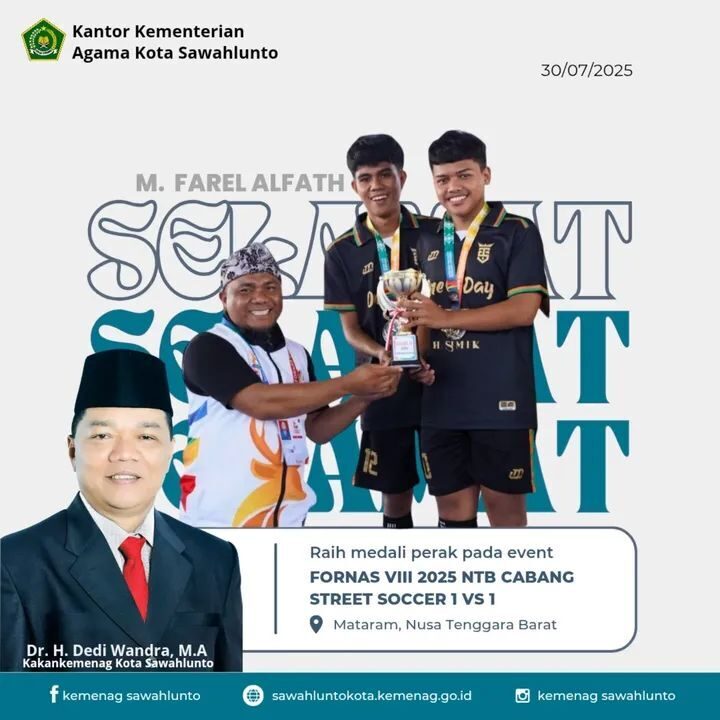 Farel Alfath Raih Perak di FORNAS VIII, Harumkan Nama Sawahlunto Lewat Street Soccer 1 M. Farel Alfath Raih Mendali Perak