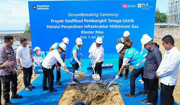 Wujud Nyata Swasembada Energi, PLN Akselerasi Proyek Gasifikasi di Nias 1 GROUNDBREAKING—Peletakan batu pertama (groundbreaking) di Pembangkit Listrik Tenaga Mesin Gas (PLTMG) Nias.