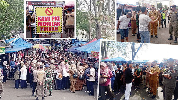PKL di Lapangan Gumarang Tolak Direlokasi, Pemda Janji Lengkapi Fasilitas di Lokasi Baru 1 UNJUK RASA— PKL di Pasar Kuliner Lapangan Gumarang melakukan aksi unjuk rasa untuk menyampaikan penolakan terhadap kebijakan relokasi.