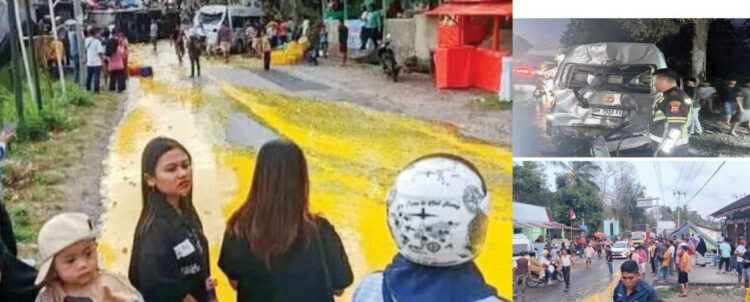 2 Truk dan Mobil Hiace Tabrakan Beruntun, Ribuan Butir Telur Pecah Berserakan di Jalan 1 TABRAKAN BERUNTUN— Kondisi kendaraan yang terlibat tabrakan beruntun di Jalan Raya Padang Panjang-Solok,
di Jorong Galanggang, Nagari Batu Taba, Kecamatan Batipuh Selatan, Kabupaten Tanahdatar.