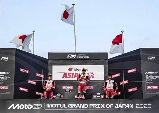 RAIH PODIUM— Pebalap muda binaan PT AHM,  (AHM), M Badly Ayatullah meraih podium ketiga pada race pertama putaran keempat Idemitsu Asia Talent Cup (IATC) 2025 di Mobility Resort Motegi, Jepang.