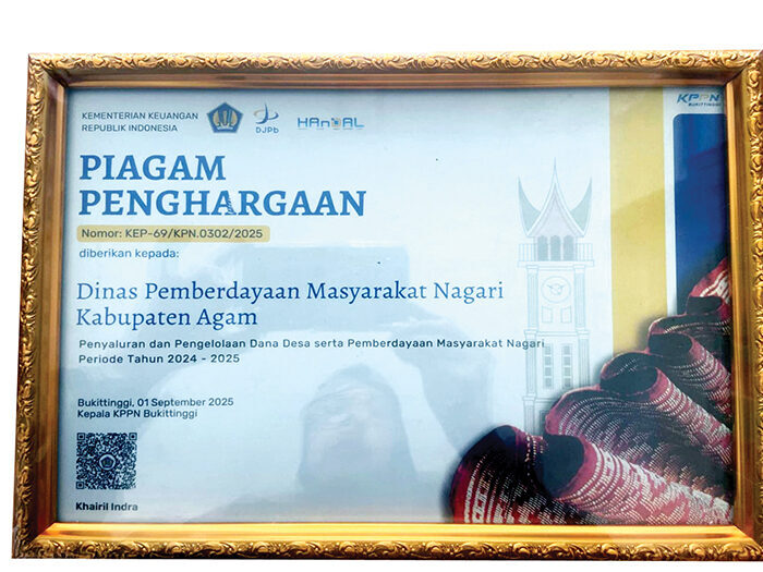 Pengelolaan Dana Desa Terbaik, Pemkab Agam Raih Penghargaan dari Kemenkeu Ri 1 Pemkab Agam Raih Apresiasi Dari Kementerian Keuangan Atas Pengelolaan Dana Desa