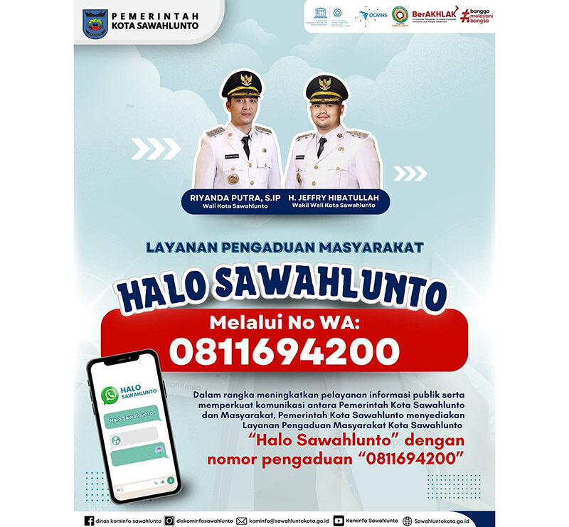 Pemko Sawahlunto Luncurkan Layanan Pengaduan Halo Sawahlunto Melalui Whatsapp