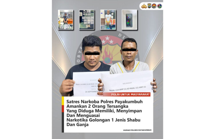 Pengedar dan Kurir Kompak Dibui, 19 Paket Sabu dan 1 Paket Ganja Disita 1 PENGEDAR— Pelaku RD dan KMN yang terlibat peredaran narkotika ditangkap Tim Satresnarkoba Polres Payakumbuh.