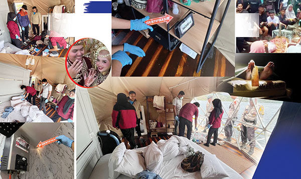 Bulan Madu Berujung Maut, Istri Tewas, Suami Kritis, Ditemukan Tergeletak di Kamar Mandi Penginapan 1 OLAH TKP—
Polisi melakukan
olah TKP di kamar penginapan Lakeside, Nagari Alahan Panjang, Kabupaten Solok, pascaditemukannya pasutri bulan madu tergeletak tak
sadarkan diri.