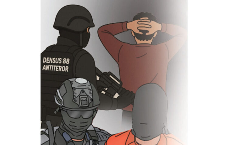 Densus 88 Tangkap 3 Terduga Teroris di Sumbar, Terafiliasi dengan Jaringan Pendukung ISIS, Sebar Konten Propaganda di Medsos 1 ILUSTRASI Penangkapan terduga teroris.