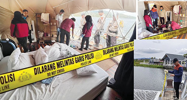 Bulan Madu Maut di Glamping Lakeside Alahan Panjang, Polisi Selidiki Dugaan Pidana Kelalaian Pengelola, Pemkab Lakukan Penyegelan Gegara Tak Berizin 1 OLAH TKP— Polisi melakukan olah TKP di kamar penginapan Lakeside, Nagari Alahan
Panjang, Kabupaten Solok, pascaditemukannya pasutri
bulan madu tergeletak
tak sadarkan diri.
