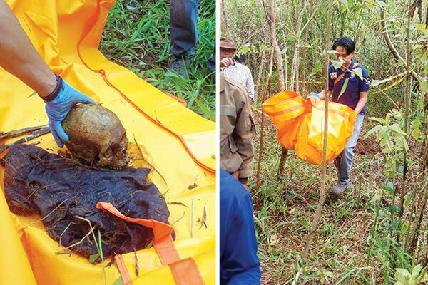 PENEMUAN— Polisi melakukan olah TKP penemuan tengkorak manusia di Jorong Tabek Sarojo, Nagari Guguak Tabek Sarojo, Kecamatan IV Koto, Kabupaten Agam.