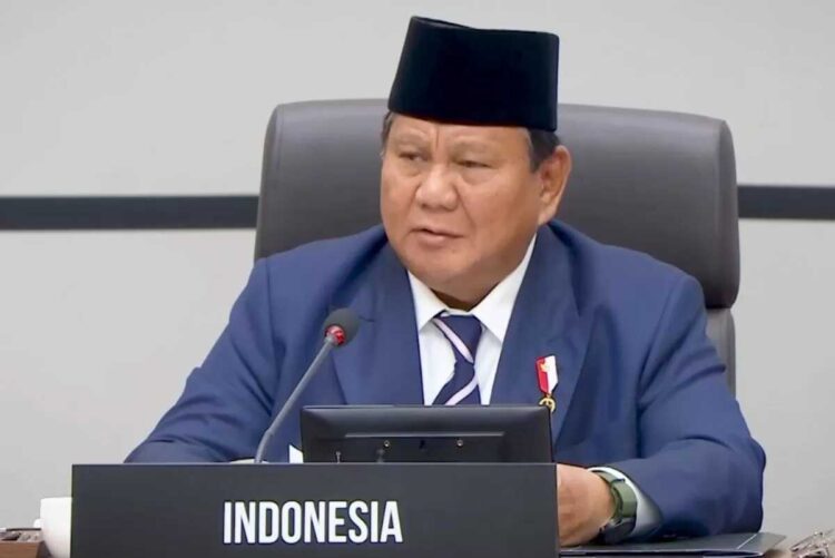 BERBICARA— Presiden Prabowo Subianto saat berbicara dalam pertemuan APEC Economic Leaders’ Meeting (AELM) sesi ke-2 di Republik Korea.