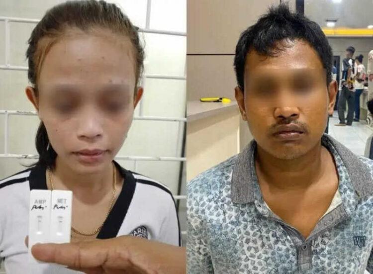 NARKOBA— Pelaku MF (33) dan PR (25) yang kedapatan pesta sabu ditangkap Tim Rajawali Satresnarkoba Polresta Padang.