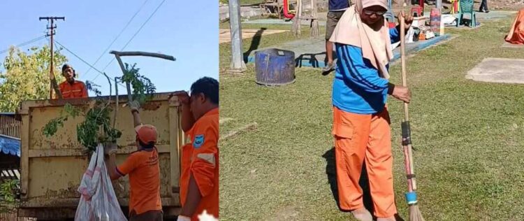 BERSIHKAN TAMAN SILO— Tim  Kebersihan Kota Sawahlunto berserta OPD  membersihkan kawasan Taman Silo, sebagai lokasi utama salah satu venue Sawahlunto International Music Festival (SIMFES) 2025