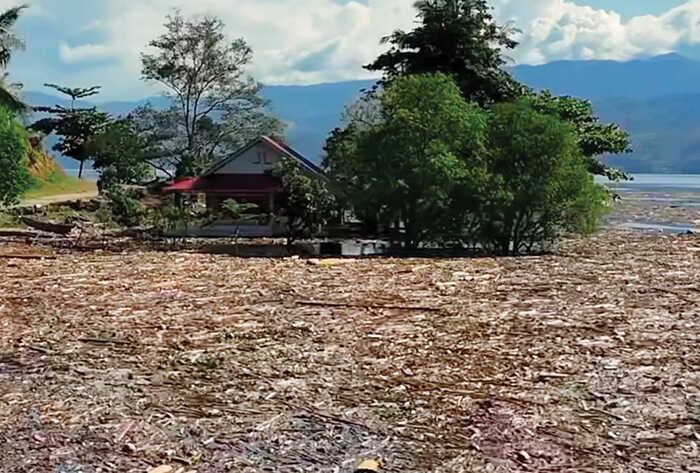 Menteri LH akan Pidanakan Pihak yang Sengaja Buang Kayu Gelondongan ke Aliran Sungai 1 KAYU GELONDONGAN— Danau Singkarak di Sumatera Barat dipenuhi kayu gelondongan usai banjir bandang. Seskab Teddy Indra Wijaya mengakui kerusakan lingkungan ikut memperparah bencana di Sumatera.