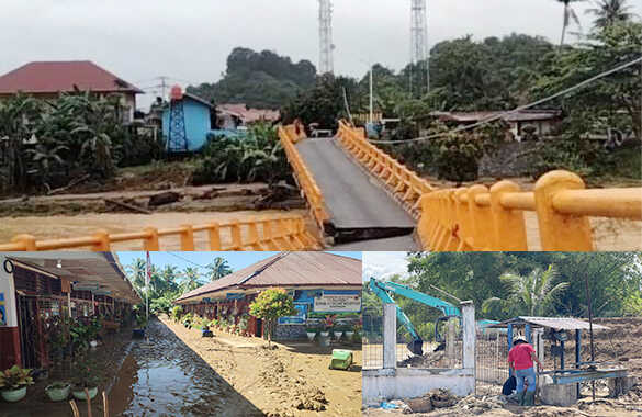 Kerugian Infrastruktur Banjir Capai Rp264,3 Miliar, 22 Sekolah, 7 Intake PDAM, 7 Jembatan Rusak Berat 1 KERUSAKAN INFRASTRUKTUR— Bencana banjir
dan banjir bandang, pada 25 November lalu menyebabkan kerusakan berat sejumlah infrastruktur di Kota Padang, seperti jembatan, jalan dan
juga fasilitas pendidikan.