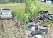 Kecelakaan di Jalan Lintas Padang Pariaman-Lubuk Basung, Avanza Nyungsep ke Sawah, Pengendara Motor Tewas