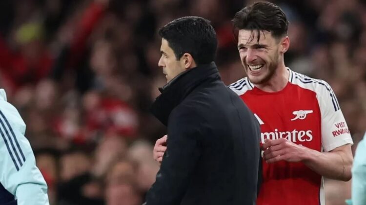 PUJIAN— Mikel Arteta memuji Declan Rice sebagai salah satu gelandang terbaik di dunia. Dia memainkan peran penting dalam kemenangan Arsenal 3–2 di markas Bournemouth, Stadion Vitality, pada Sabtu (3/1).