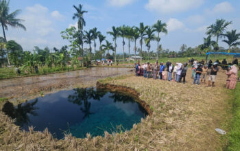 Kondisi air yang tampak jernih dan bersih pada lubang yang runtuh beberapa waktu lalu di Situjuah Lima Puluh Kota beberapa waktu lalu